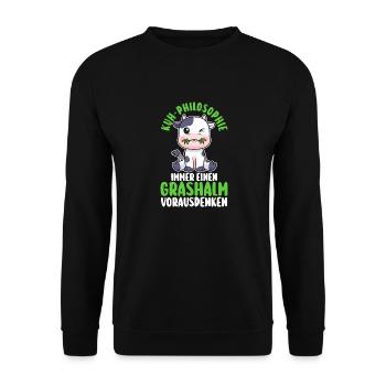 Kuh Bauer Bauernhof Kuhbauer Kühe - Unisex Pullover - Schwarz - Vorne - Alina (178cm) & Michal (187cm)
