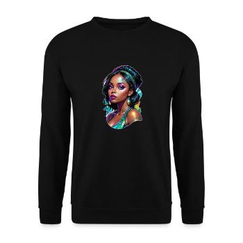 Afro Frau - Schönheit - Unisex Pullover - Schwarz - Vorne - Alina (178cm) & Michal (187cm)