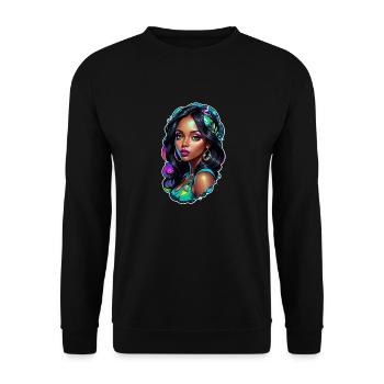 Afro Frau - Schönheit - Unisex Pullover - Schwarz - Vorne - Alina (178cm) & Michal (187cm)