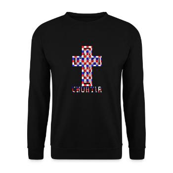 Croatie Croix drapeau patriotisme Vintage Gloire cheveux - Sweat-shirt Unisexe - noir - Devant - Alina (178cm) & Michal (187cm)