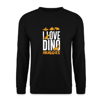 Dino Nuggets Dinosaurier Chicken Nuggets - Unisex Pullover - Schwarz - Vorne - Alina (178cm) & Michal (187cm)