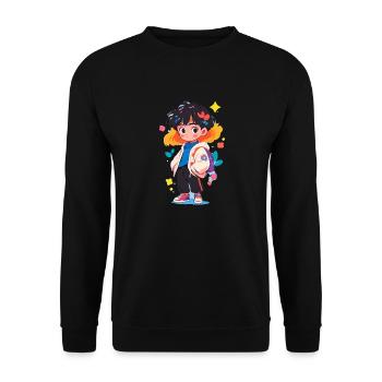 Manga Junge - Unisex Pullover - Schwarz - Vorne - Alina (178cm) & Michal (187cm)