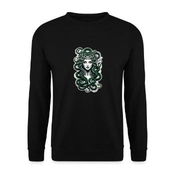 Medusa Griechische Mythologie Monster - Unisex Pullover - Schwarz - Vorne - Alina (178cm) & Michal (187cm)