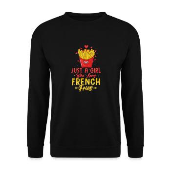 French Fry Princess: A Girl's True Love - Unisex Pullover - Schwarz - Vorne - Alina (178cm) & Michal (187cm)