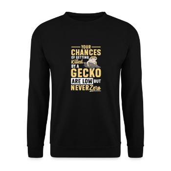 Leopardgecko Reptil Haustier Gecko - Unisex Pullover - Schwarz - Vorne - Alina (178cm) & Michal (187cm)