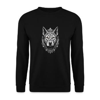 Schwarz-weißer Hund - Unisex Pullover - Schwarz - Vorne - Alina (178cm) & Michal (187cm)