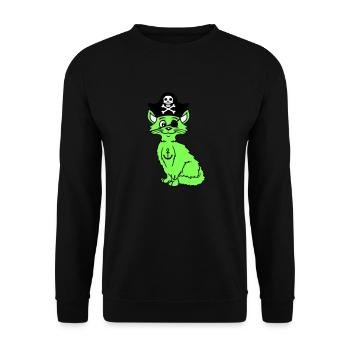 Süße Pirat Katzen Seeräuber Augenklappe Hut Kostüm - Unisex Pullover - Schwarz - Vorne - Alina (178cm) & Michal (187cm)
