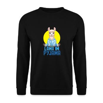 Llama in pyjamas, cute fun shirt - Unisex Sweatshirt - black - Front - Alina (178cm) & Michal (187cm)