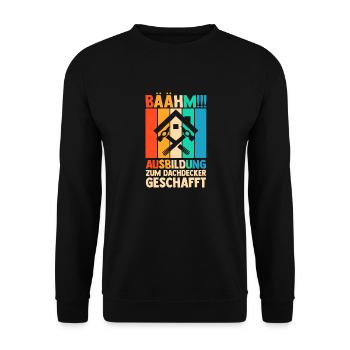 Roofing training apprentice Auzbi roofer - Unisex Sweatshirt - black - Front - Alina (178cm) & Michal (187cm)