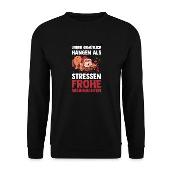 Weihnachtsmann Weihnachtsfest Faultier - Unisex Pullover - Schwarz - Vorne - Alina (178cm) & Michal (187cm)