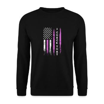 I check that usa flag Design for a nurse in usa - Unisex Pullover - Schwarz - Vorne - Alina (178cm) & Michal (187cm)