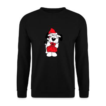 Hund Weihnachtsmann Weihnachten Geschenke Sack Hut - Unisex Pullover - Schwarz - Vorne - Alina (178cm) & Michal (187cm)