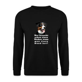 Qui a besoin d’un réveil quand on a un Hun - Sweat-shirt Unisexe - noir - Devant - Alina (178cm) & Michal (187cm)