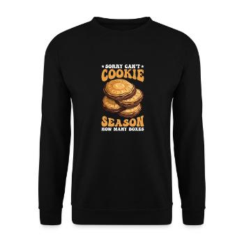 Sorry Can't Cookie Season How Many Boxes 2 - Unisex Pullover - Schwarz - Vorne - Alina (178cm) & Michal (187cm)