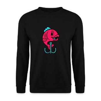 Fish Fish Hook Comic - Unisex Sweatshirt - black - Front - Alina (178cm) & Michal (187cm)