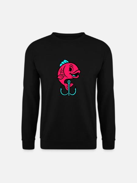 Fish Fish Hook Comic - Unisex Sweatshirt - black