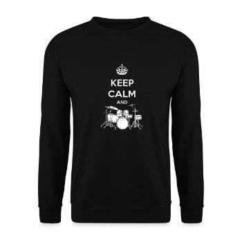 Keep Calm - Schlagzeug - Drums - Unisex Pullover - Schwarz - Vorne - Alina (178cm) & Michal (187cm)