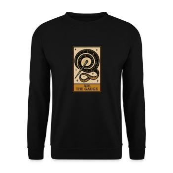 Die genaue Tarot-Nähprobe - Unisex Pullover - Schwarz - Vorne - Alina (178cm) & Michal (187cm)