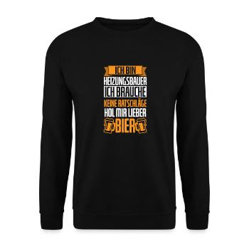 Heizungsbauer Heizungsbau Klempner Installateur - Unisex Pullover - Schwarz - Vorne - Alina (178cm) & Michal (187cm)