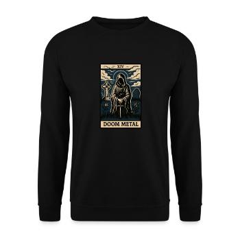 Doom Metal Tarot Card – Shadows, Sorcery & Solitud - Unisex Sweatshirt - black - Front - Alina (178cm) & Michal (187cm)