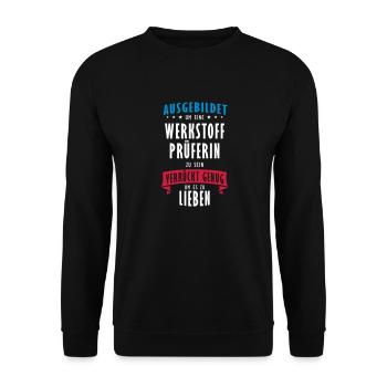 Werkstoffprüferin Beruf - Geschenk - Unisex Pullover - Schwarz - Vorne - Alina (178cm) & Michal (187cm)