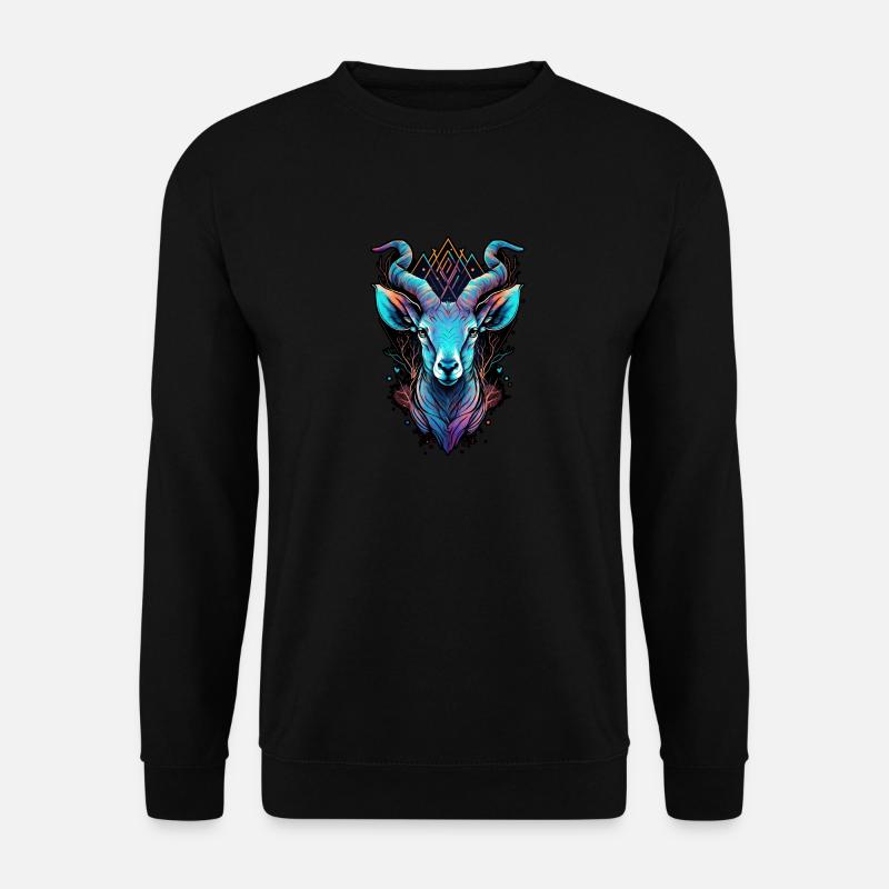 Gazelle Steinbock Ziege Berge Urlaub Hipster Neon - Unisex Pullover - Schwarz
