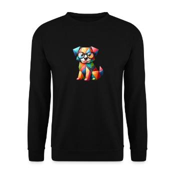 Abstrakter Babyhund mit Brille - Unisex Pullover - Schwarz - Vorne - Alina (178cm) & Michal (187cm)