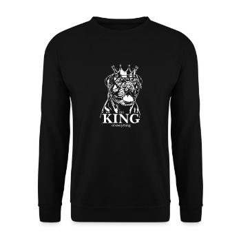 BORDEAUXDOGGE King Hundespruch Hunde Wilsigns - Unisex Pullover - Schwarz - Vorne - Alina (178cm) & Michal (187cm)