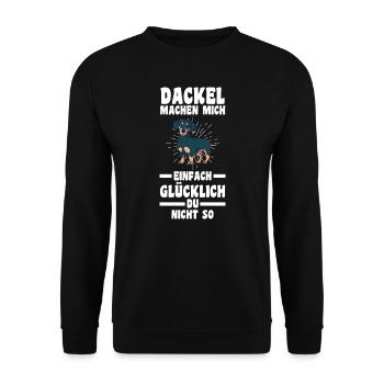 Dackel Hund Dachshund Geschenk - Unisex Pullover - Schwarz - Vorne - Alina (178cm) & Michal (187cm)