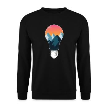 Glühbirne Sonne Berge - Unisex Pullover - Schwarz - Vorne - Alina (178cm) & Michal (187cm)