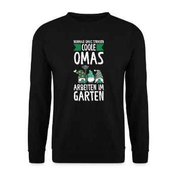 Garten Oma Gnome Gartenarbeit Geschenk - Unisex Pullover - Schwarz - Vorne - Alina (178cm) & Michal (187cm)