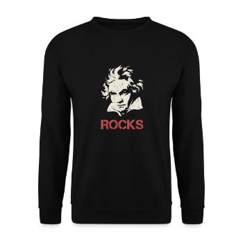 Ludwig van Beethoven Silhouette Rocks Geschenk - Unisex Pullover - Schwarz - Vorne - Alina (178cm) & Michal (187cm)