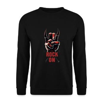 Rock Musiker Pommesgabel devil horns Hand Rocker - Unisex Pullover - Schwarz - Vorne - Alina (178cm) & Michal (187cm)
