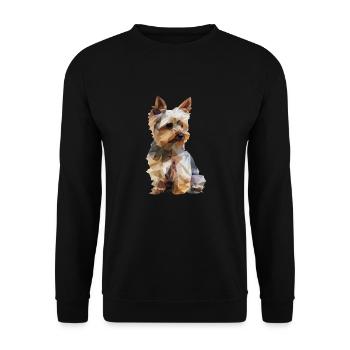 jadeoneii Low Poly Yorkshire Terrier chien design - Sweat-shirt Unisexe - noir - Devant - Alina (178cm) & Michal (187cm)