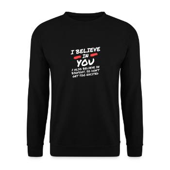 Sarcastique Je crois en toi Bigfoot - Sweat-shirt Unisexe - noir - Devant - Alina (178cm) & Michal (187cm)