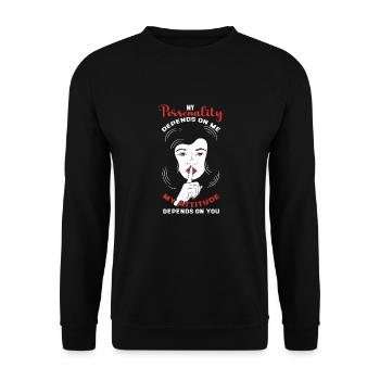 My personality depends on my attitude - Unisex Sweatshirt - black - Front - Alina (178cm) & Michal (187cm)