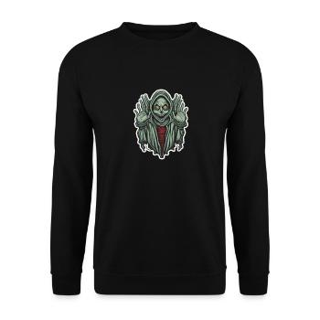 Grusel Skelett - Unisex Pullover - Schwarz - Vorne - Alina (178cm) & Michal (187cm)