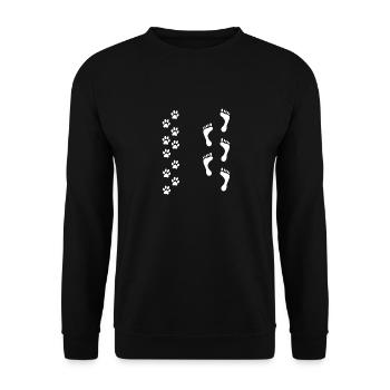 Fußspuren - Unisex Pullover - Schwarz - Vorne - Alina (178cm) & Michal (187cm)
