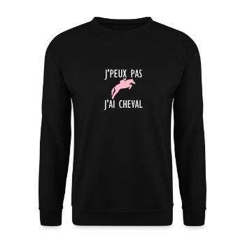 J peux pas j ai Cheval f - Sweat-shirt Unisexe - noir - Devant - Alina (178cm) & Michal (187cm)