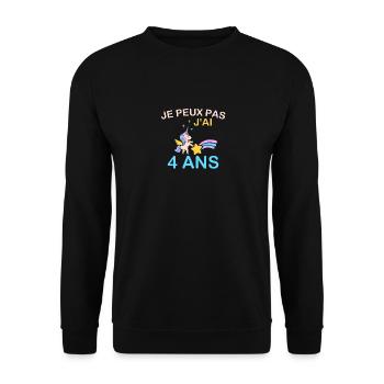Ich kann nicht, ich bin 4 Jahre alt - Unisex Pullover - Schwarz - Vorne - Alina (178cm) & Michal (187cm)