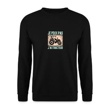 Ich kann keinen Traktor haben - Unisex Pullover - Schwarz - Vorne - Alina (178cm) & Michal (187cm)