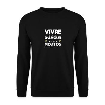 Leben von Liebe und Mojitos - Unisex Pullover - Schwarz - Vorne - Alina (178cm) & Michal (187cm)