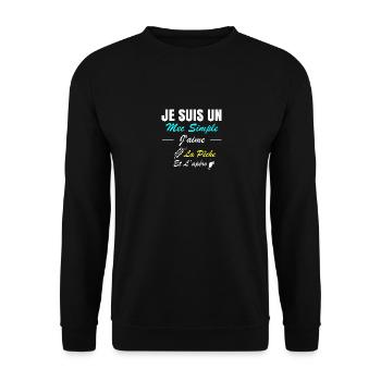 I'm a simple guy, I like fishing and aperitifs - Unisex Sweatshirt - black - Front - Alina (178cm) & Michal (187cm)