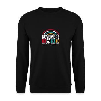 1993 November Birthday Gift. November 1993 - Unisex Sweatshirt - black - Front - Alina (178cm) & Michal (187cm)