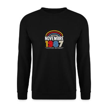 1987 November Birthday Gift. November 1987 - Unisex Sweatshirt - black - Front - Alina (178cm) & Michal (187cm)