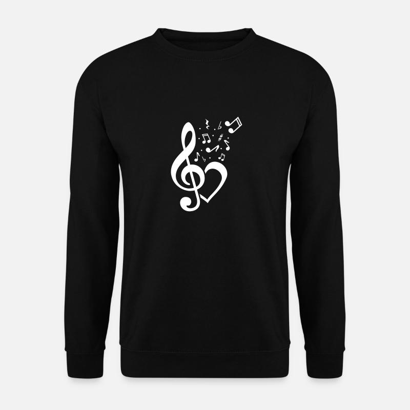 Notenschlüssel Herz Musiknote Musikalische Symbole - Unisex Pullover - Schwarz