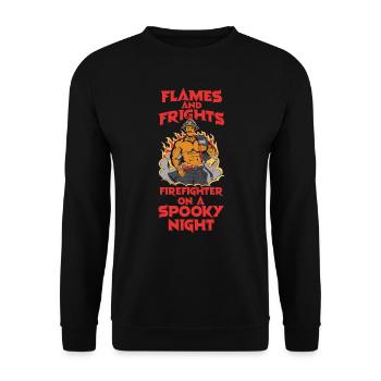 Halloween Firefighter Costume Department - Unisex Sweatshirt - black - Front - Alina (178cm) & Michal (187cm)