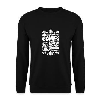 Langue grossière vintage et un bon cœur pour - Sweat-shirt Unisexe - noir - Devant - Alina (178cm) & Michal (187cm)