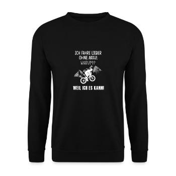 Fahrrad ohne Akku - Unisex Pullover - Schwarz - Vorne - Alina (178cm) & Michal (187cm)