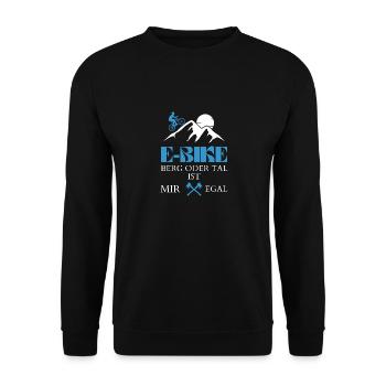 E-Bike Fahrrad Spruch Geschenk - Unisex Pullover - Schwarz - Vorne - Alina (178cm) & Michal (187cm)